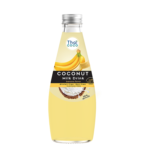 Coconut milk drink Banana flavor with Nata de coco 300 ml.